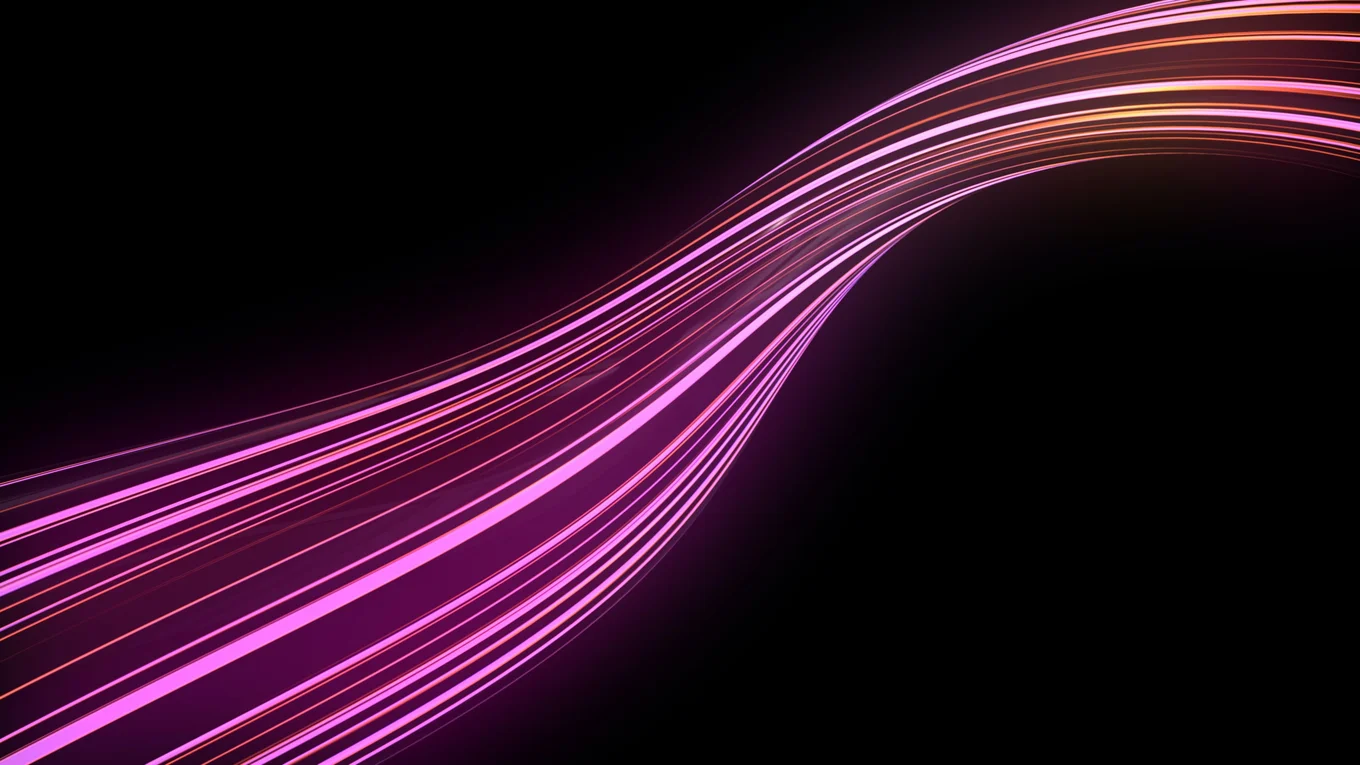 Curved pink and orange lines on black background.